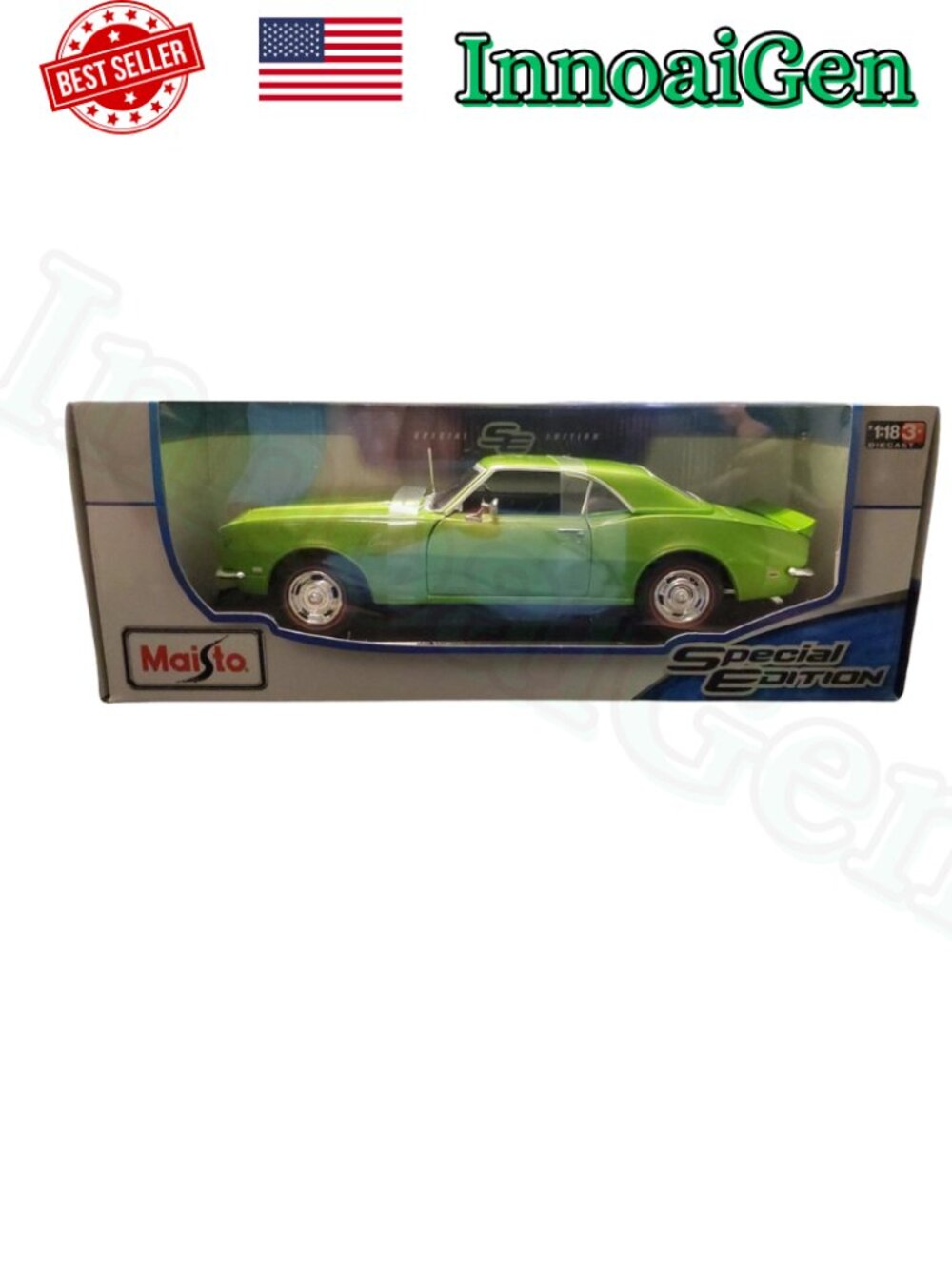 Maisto Special Edition 1968 Chevrolet Camaro Z/28 Coupe 1:18 Diecast Green NWB